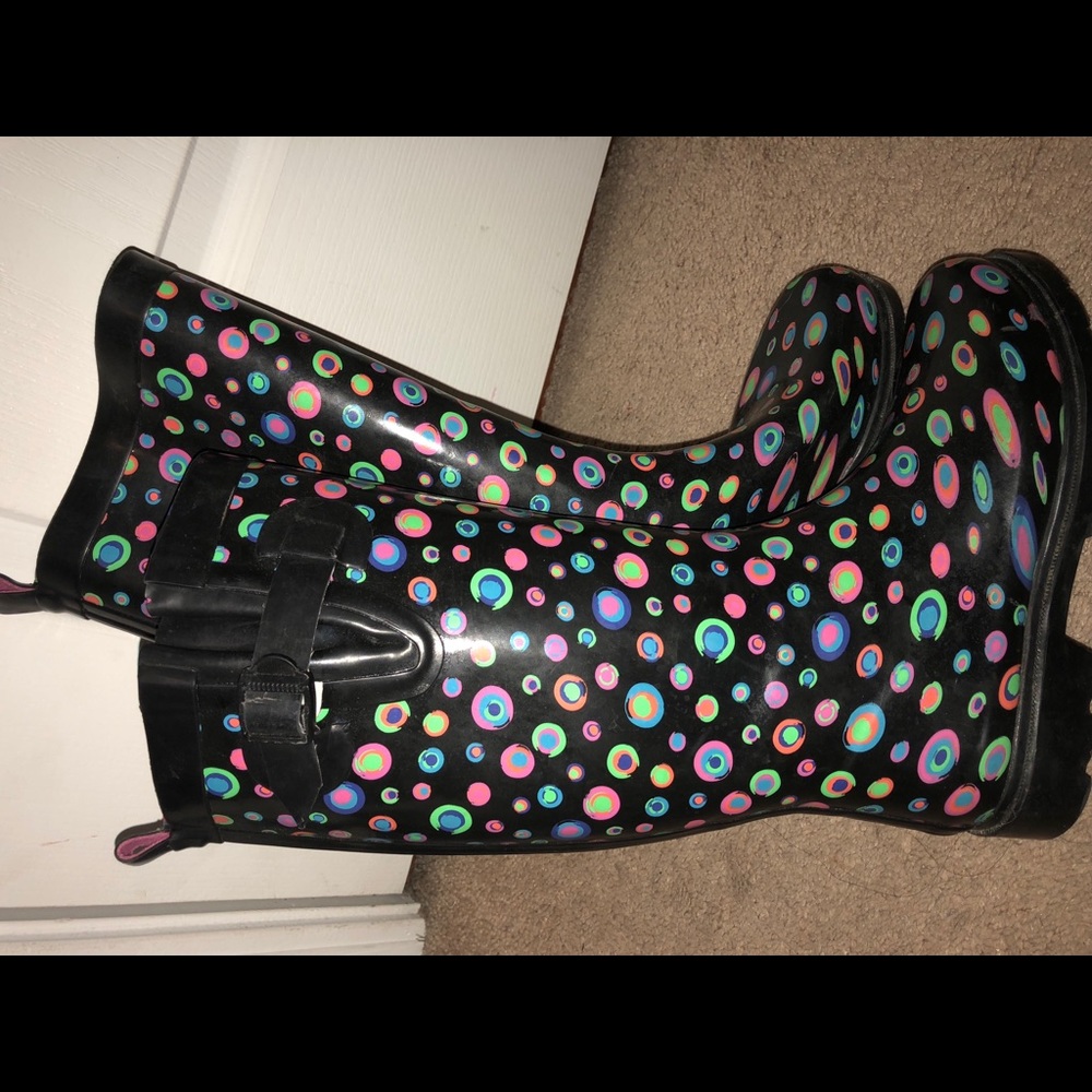 Polka dot rain boots